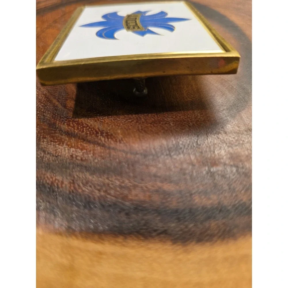 Boy Scouts Of America Solid Brass Uniform Belt Buckle On White Enamel Vintage